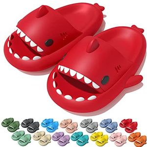 Hokuto Shark Slides for Women Men Summer Novelty Open Toe Cloud Shark Slippers Soft Antislip, rood, 40/41 EU