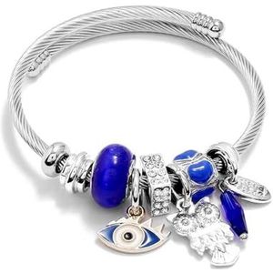 Etnische roestvrij staal armbanden & armbanden Boho sieraden Opaal steen kraal Boze oog dierlijke uil Charms Armband sieraden