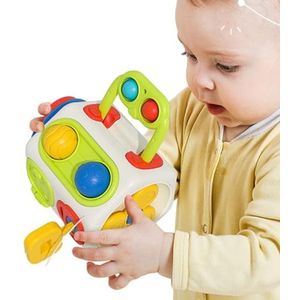 TUJOBA Bezige Kubus Zintuiglijk Speelgoed,Zintuiglijk activiteitenbord Autoreisactiviteiten | Montessori educatieve activiteitskubus voor fijne motoriek voor kinderen vanaf 1 jaar