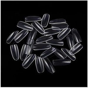 Press-On Nagels 500 stks/pak Acryl Nagels Ronde Vormen Valse Nail Tips Volledige Cover Valse Franse Nail Tips Nep Nail Art Tips Gereedschap Valse Nagels (Transparant, 500 stuks)