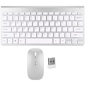Draadloze Toetsenbord-muiskit, Schattige LED-indicator Energiebesparende Draagbare Draadloze Sleutelcombinatie Stille Knop Compact voor Thuis (SILVER)