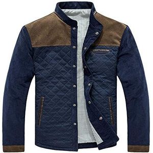 PPPPA Heren Kleur Blok Jas met Knopen Mens Kleur Blok Stand Kraag Casual Corduroy Blazer Jas Bovenkleding Mannen Casual Cargo Jas Herfst Militaire Bomber Jassen Windjack Jas