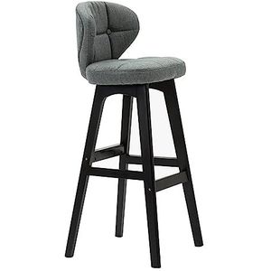 Barkruk Barstoelen Nordic Barstoel Receptie Met Rugleuning Thuis Keuken Zwart Houten Kruk Poten Stof Zitkussen Barkruk Barkrukken Keukenstoelen (Color : C, Size : Sitting Height 78cm)