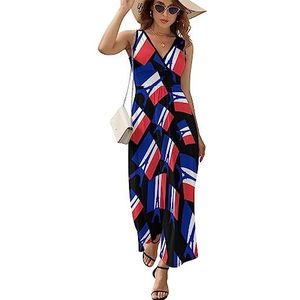 Eiffeltoren Frankrijk vlag maxi jurk voor vrouwen mouwloze lange zomer jurken strand jurken A-lijn S