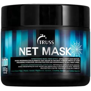 TRUSS Net Hair Mask, diepe revitaliserende behandeling + herstellend masker voor krullend haar, ontwart + hydrateert krullen en kalmeert tegelijkertijd schade, anti-kroes + blokkering