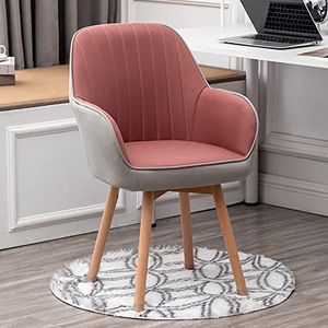 GZDZ Gestoffeerde stoel - draaibare houten eetkamerstoelen, fluwelen fauteuils voor kaptafel of modern kantoor - schattige stijl uit het midden van de eeuw zonder wielen (kleur: roze 2)