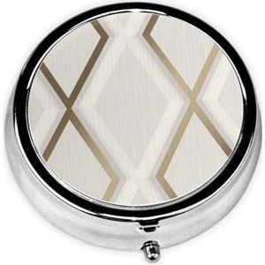 Profiel Geometrische Ivoor Gouden Print Pil Doos 3 Compartiment Kleine Pillen Case met Spiegel Pil Organizer voor Outdoor Reizen Pocket Purse