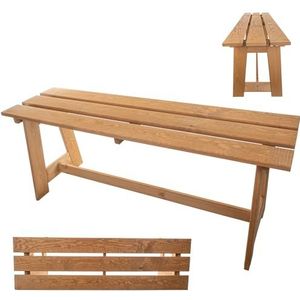 KADAX Houten tuinbank, 2-zits, zonder armleuningen en rugleuning, zitbank, parkeerbank, buitenbank voor balkon, tuin, terras (gouden eiken)