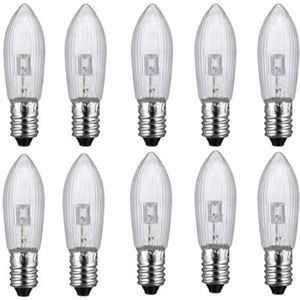 ShuoHui Set van 10 E10 LED vervangende gloeilampen, top kaars voor lichtslingers, 10V-55V AC Deutsche Post 2-6 werkdagen
