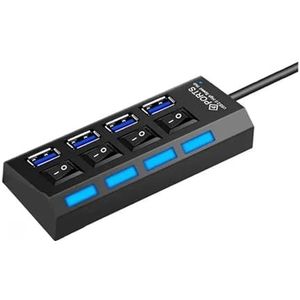USB-hub Hub USB-adapter Meerdere Poorten Gebruik Voedingsadapter Extensor USB 2.0 PC Computeraccessoires Schakelaar USB For Laptop Snel Veilig(4Interface Black)