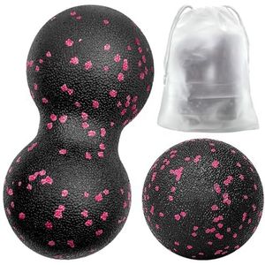 Gemtte Fasciabal en duobal, 2 stuks massagebal, kleine fasciabal, nek voor wervelkolom, voet, nek en rug, roze