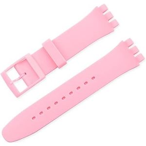 LUGEMA Candy Kleur Siliconen Band Compatibel Met Swatch 12mm 16mm 17mm 19mm 20mm Transparante Mode Vervanging Armband Band Horloge Accessoires: (Color : Pink, Size : 19mm)