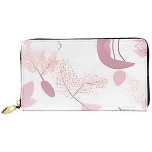 AkosOL Handgeschilderde bloemenlijn patroon lederen portemonnee, lange clutch portemonnee, zacht materiaal, ritssluiting ontwerp anti-verlies geld, 12 bankkaartsleuven, lichtgewicht, waterdicht en