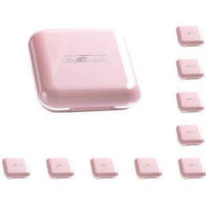 10 Set Draagbare Geneeskunde Pillendoos Case Vitaminen Container 4 Grid Opslag Roze, 8 x 8 x 2,4 cm