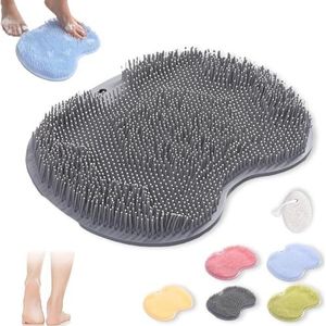 Rufenpurify Siliconen douchevoetschrobbermat, Solespa handsfree siliconen voetschrobbermat, Shopellox voetschrobbers met antislip zuignappen en afvoergaten, gemakkelijk schoon te maken (1 stuk zwart)