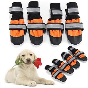 HaiMa 4 stuks Pet Dog Rain Snow Boots warme schoenen antislip schoenen sokken waterdichte schoenen - XL