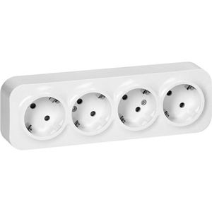 Miratic - Viervoudige Stopcontacten - Opbouw Stopcontact - Wit - 16A/230VAC IP20