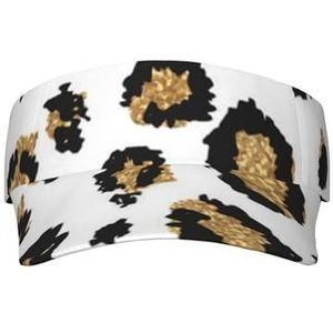 BEEOFICEPENG Zonnebrandcrème Vizier Cap, Sport Zonneklep Hoed Lege Top Zonnehoeden voor Strand Golf Tennis, Goud Glitter Zwart Luipaard Dier Print, zoals afgebeeld, one size