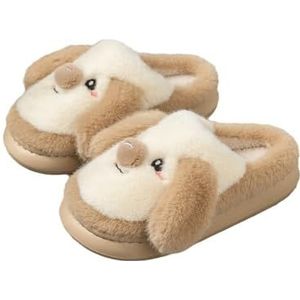 Sloffen Leuke Hond Katoenen Pantoffels Kawaii Cartoon Puppy Dierenpantoffels Herfst & Winter Warm Paar Slippers Gezellige Indoor Pluche Huisschoenen voor Dames Heren Comfortabele Pantoffels