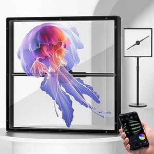 BESTXH 45CM 3D Hologram LED Fan Projector, with Aluminium Alloy Cover, 3D Hologram Advertising Display Fan, Support APP+ WiFi+Remote, 244 High Gloss LEDs,A