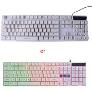 USB Computer Wired Keyboard Kleurrijke Backlit Game Rainbow Glow Drijvende Knop