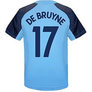 Manchester City FC - Trainings-t-shirt voor jongens - Officieel - Cadeau - Hemelsblauw logo De Bruyne 17-10-11 jaar