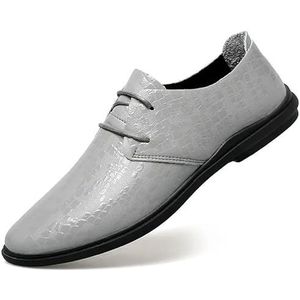 Formele schoenen Jurk Oxford for heren Veterschoenen Puntige neus Veganistisch lederen derbyschoenen Antislip blokhak Rubberen zool Antislip Klassiek(Grey,43 EU)