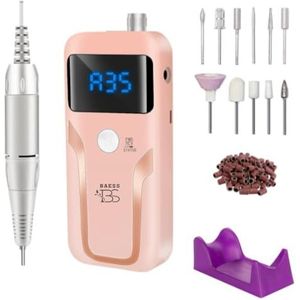 Baess PediPro Elektrische Nagelvijl - Draadloze Nagelfrees - 35.000 RPM - Manicure en Pedicure set - 11 Bitjes en 25 Schuurrollen - Nail Drill - Roze