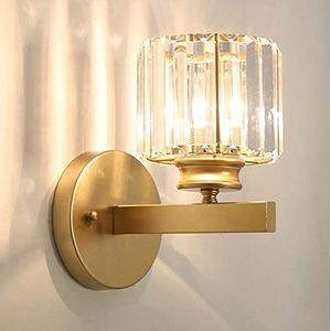 Mengjay Moderne kristallen wandlamp LED creatieve wandlamp wandlicht voor slaapkamer, woonkamer, hal, eetkamer, bed, houder E27 fitting, lamp niet inbegrepen (goud)
