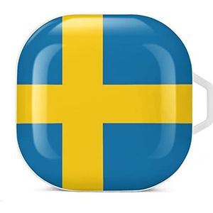 Zweden vlag oordopjes hoesje compatibel met Samsung hard shell beschermhoes wit stijl