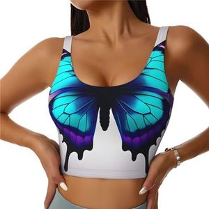 Blauw Paars Vlinder Print Casual Wear Vrouwen Sport Vest Yoga Vest Workout Vest Voor Vrouwen Lichtgewicht Trendy, Zwart, S