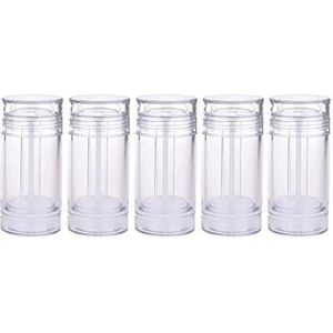 5 verpakkingen plastic deodorantcontainers, 1 oz/30 ml lege doorzichtige cilinder (bodem bijvullen en opdraaien) navulbare deodorant buisflessen stokcontainer voor lippenbalsem, lippenstift