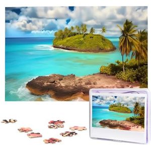 KHiry Puzzels 1000 stuks gepersonaliseerde legpuzzels Caribische landschap foto puzzel uitdagende foto puzzel voor volwassenen Personaliz Jigsaw met opbergtas (74,9 cm x 50 cm)