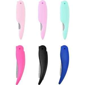 Yehanxue 6-delige mini nagelvijl set, opvouwbare stalen vijl, geschikt voor natuurlijke nagels, sleutelhanger accessoire