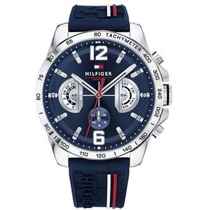 Tommy Hilfiger Unisex multi-wijzerplaat kwarts horloge met siliconen armband 1791476