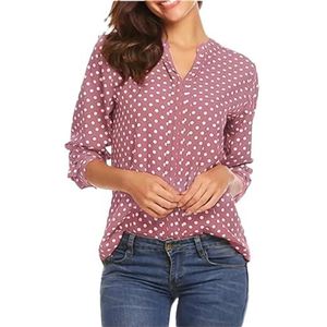 Dames lente herfst V-hals bedrukt lange mouwen T-shirt dames mode casual elegante pullover shirt tops, Pnnrk, M