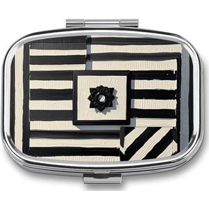 Zwart & Wit Streep Pillendoos Geneeskunde Pil Organizer Kleine Pil Case Reizen Pil Container Draagbare Pil Case voor Pocket 2 Compartiment Pillenhouder Pillendozen voor Reizen