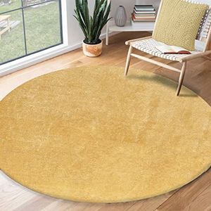the carpet Relax modern, pluizig, laagpolig tapijt, antislip onderkant, wasbaar tot 30 graden, heerlijk zacht, bontlook, goudkleurig, 120 cm rond