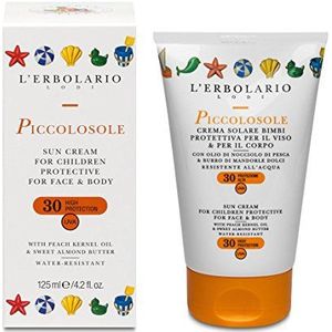L'Erbolario Piccolosole Zonnecrème voor gezicht en lichaam, hoge bescherming, waterbestendig, SPF 30, grootte: 125 ml