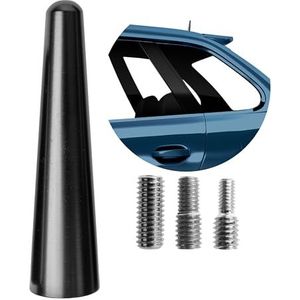 Auto-antenne, 65 mm lang, voor storingsvrije AM-, FM 87,5-108 MHZ-, DAB-, DAB+ontvangst, in zwart, vastschroefbaar met universele adapter M4 M5 M6, korte sprietantenne