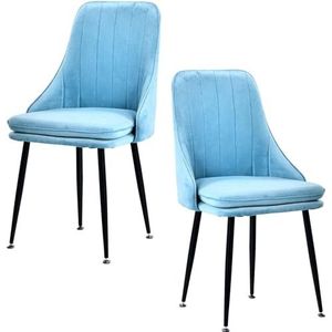 SAFWELAU Accent stoelen modern design eetkamerstoelen keuken aanrechtstoelen set van 2, fluweel gestoffeerde zitting woonkamer hoekstoelen met metalen poten, slaapkamermeubilair (kleur: blauw2)