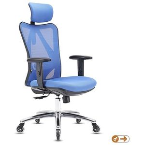 OfficeSense OS1000 Ergonomische Bureaustoel - Ergonomic Chair met verstelbare lendensteun en hoofdsteun - Office chair ergonomic 3D-armleuning en 120° mesh met draagvermogen tot 150 kg (Blauw)