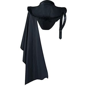 Middeleeuwse steampunk mantel sjaal met kraag vetersluiting retro gothic schouder kuil rock vintage cape Halloween cosplay kostuum unisex, L, M-L