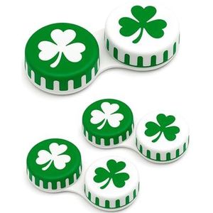 SPORTS WORLD VISION Seizoensgebonden contactlensdoosjes met Iers design, schattig opbergdoos met schroefdop voor onderweg, L/R lenshouder voor buiten, 3 houders in dezelfde stijl