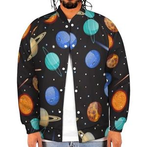 Zonnestelsel Planeten En Sterren Grappige Mannen Baseball Jacket Gedrukt Jas Zachte Sweatshirt Voor Lente Herfst