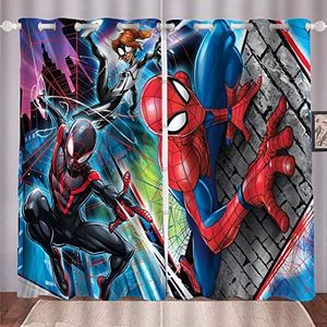 HNSRYLQX Spidermen Anime Verduisteringsgordijn, waterdichte stof gordijnen voor kinderkamer, oogjes boven voor gordijnen, 3D-digitale print, 100% polyester, 9,183 x 160 cm