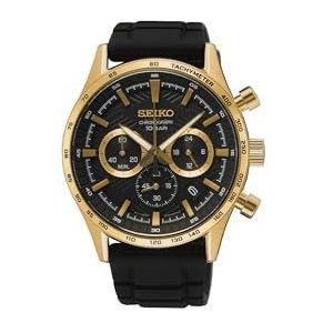 SEIKO Heren analoog kwartshorloge met siliconen armband SSB446P1, goud