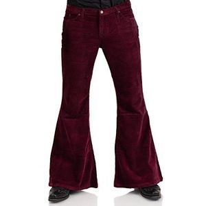 Comycom Heren broek corduroy bordeaux - donkerrode corduroy broek, corduroy flared jeans in jaren 70-stijl, bordeauxrood, 31W / 32L