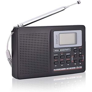 Mavis Laven Draagbare radio, FM/AM/SW/LW/TV-zakradio, volledige frequentieontvanger, die radiowekker ontvangt.