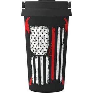 EdWal Brandweerman Amerikaanse vlag print geïsoleerde koffiekop beker, herbruikbare koffie reismok voor warm houden/ijs, koffie, thee, bier